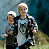 Long Sleeve Raglan Jersey Top With Wolf Print | DEUX PAR DEUX - Jenni Kidz