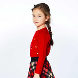 Long Sleeve Raglan Top With Frill Red | DEUX PAR DEUX - Jenni Kidz