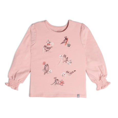 Long Sleeve Top With Ruching Silver Pink | DEUX PAR DEUX - Jenni Kidz