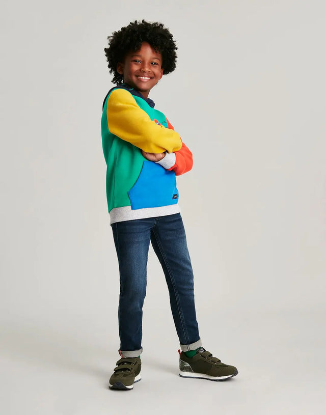 Lucas Colourblock Overhead Hooded Sweatshirt | Joules - Jenni Kidz