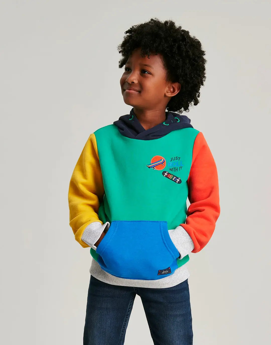 Lucas Colourblock Overhead Hooded Sweatshirt | Joules - Jenni Kidz