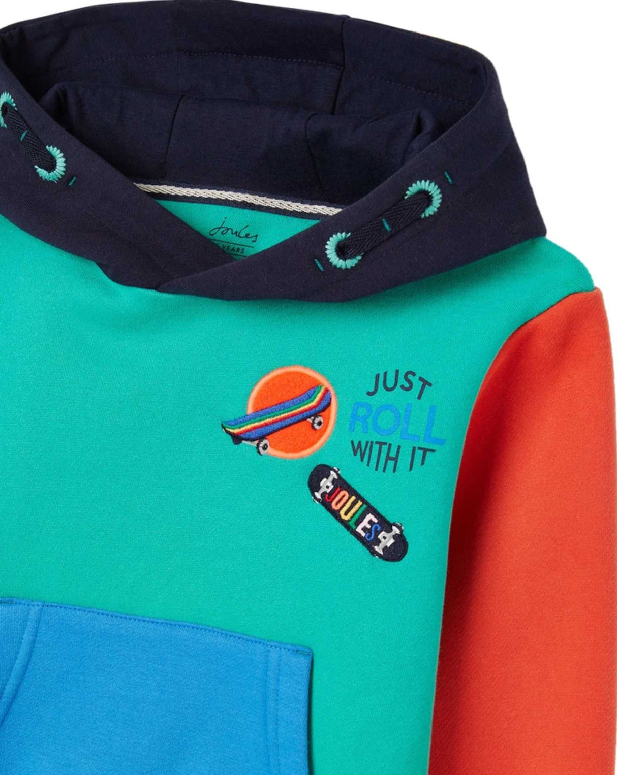 Lucas Colourblock Overhead Hooded Sweatshirt | Joules - Jenni Kidz