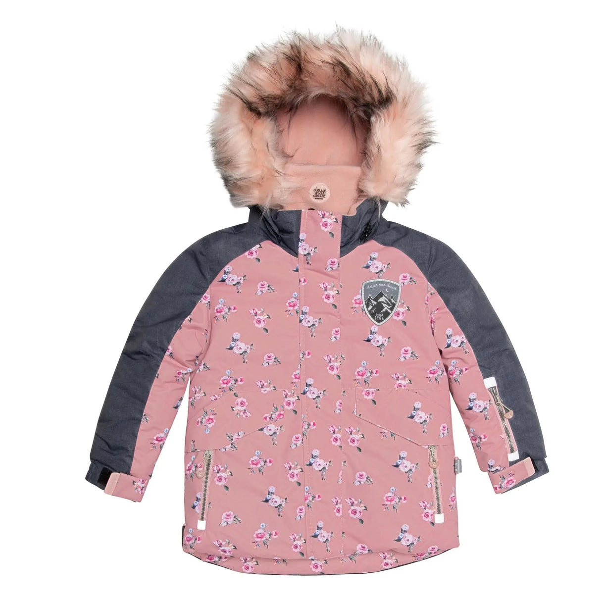 Mini Roses Two Piece Snowsuit With Printed Jacket Dusty Rose | DEUX PAR DEUX - DEUX PAR DEUX