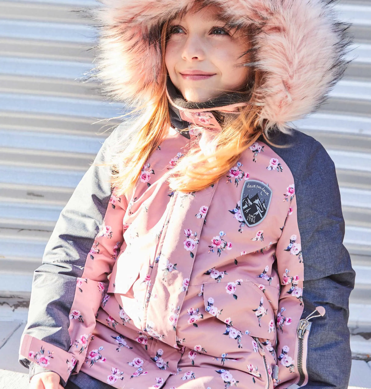 Mini Roses Two Piece Snowsuit With Printed Jacket Dusty Rose | DEUX PAR DEUX - DEUX PAR DEUX