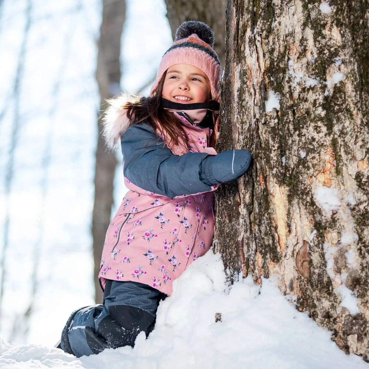 Mini Roses Two Piece Snowsuit With Printed Jacket Dusty Rose | DEUX PAR DEUX - DEUX PAR DEUX