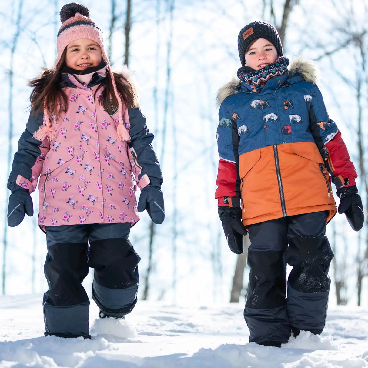 Mini Roses Two Piece Snowsuit With Printed Jacket Dusty Rose | DEUX PAR DEUX - DEUX PAR DEUX