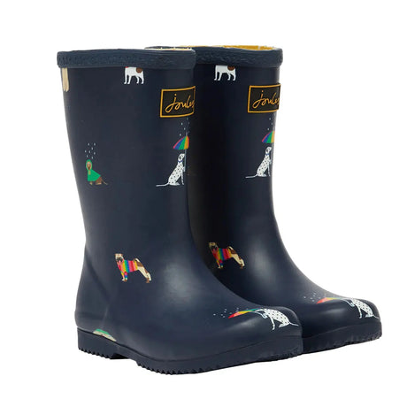 Multi Dogs Roll Up Flexible Printed Welly Rain Boots | Joules - Jenni Kidz