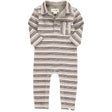 Mushroom textured stripe polo romper | Me & Henry - Jenni Kidz