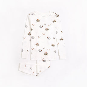 Petit Lem baby and toddler boys National Park landscape pajama set in Off-White with matching pants.