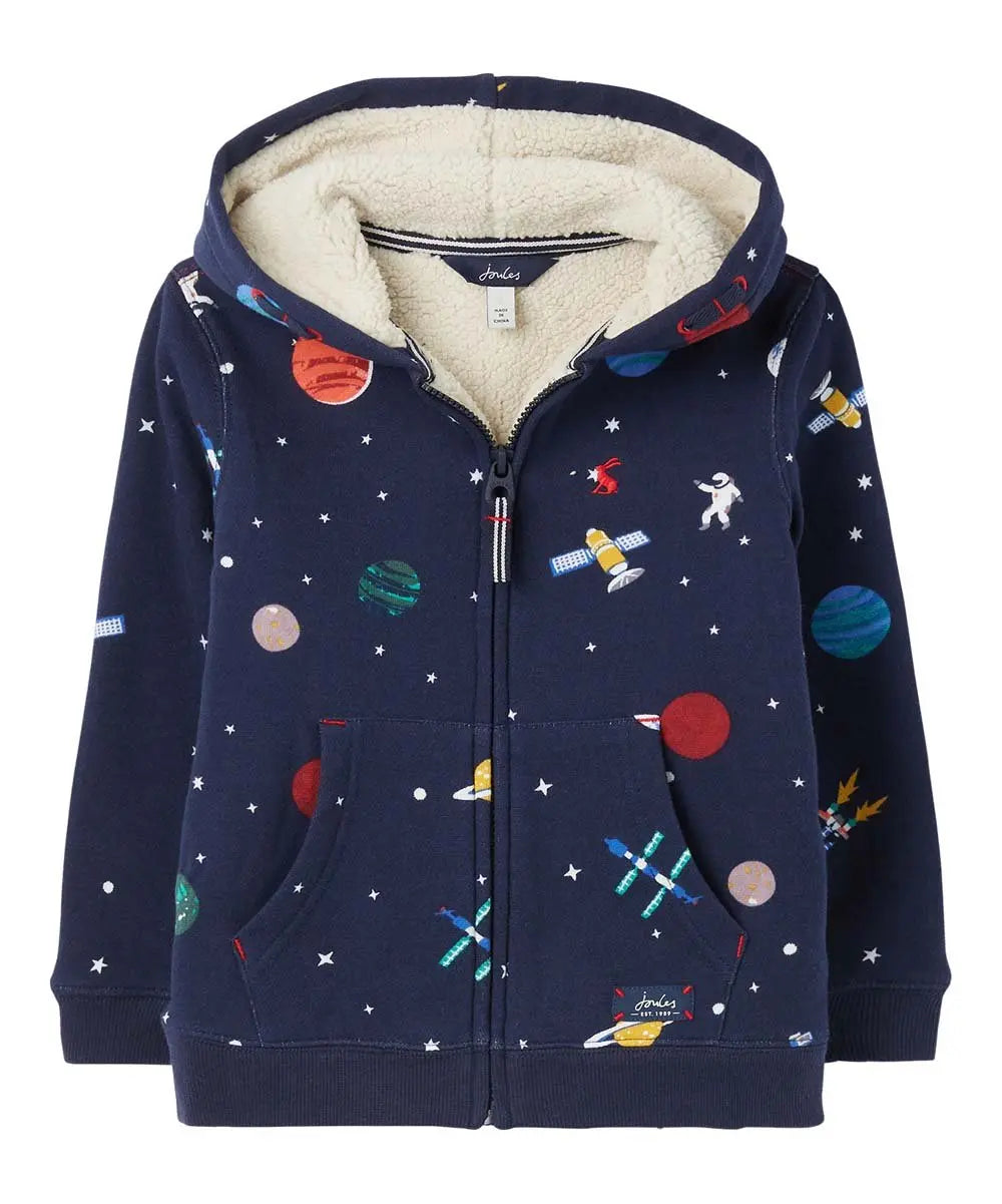 Navy Space Braelyn Fleece Full-Zip Hoodie | Joules - Jenni Kidz