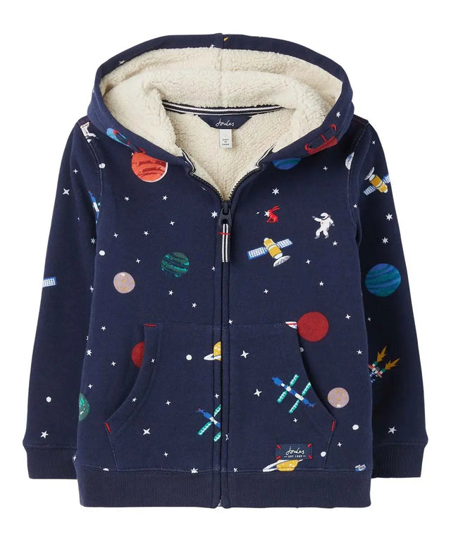 Navy Space Braelyn Fleece Full-Zip Hoodie | Joules - Jenni Kidz