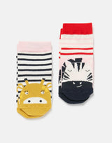 Neat Feet 2 Pack Of Socks Zebra Giraffe | Joules - Joules