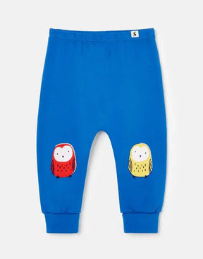 Joules Payton Blue Owl Knee Leggings: front view with two owl knees