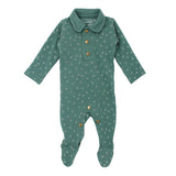 Organic Polo Footie in Spruce Dots | Lovedbaby - Jenni Kidz