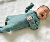 Organic Polo Footie in Spruce Dots | Lovedbaby - Jenni Kidz