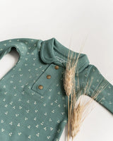 Organic Polo Footie in Spruce Dots | Lovedbaby - Jenni Kidz