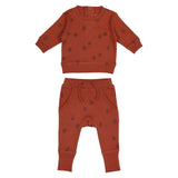 Organic Printed Sweatshirt & Jogger Set in Cinnamon Pinecone | Lovedbaby - Jenni Kidz