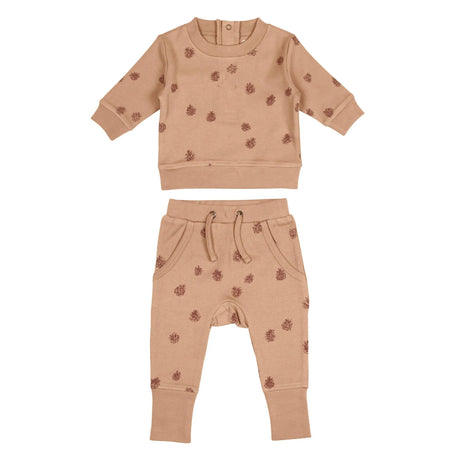 Organic Printed Sweatshirt & Jogger Set in Nutmeg Pinecone | Lovedbaby - Jenni Kidz