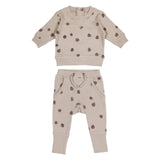 Organic Printed Sweatshirt & Jogger Set in Oatmeal Pinecone | Lovedbaby - Jenni Kidz