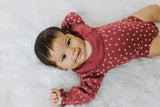 Organic Ruffle Bodysuit in Appleberry Dots | Lovedbaby - Jenni Kidz