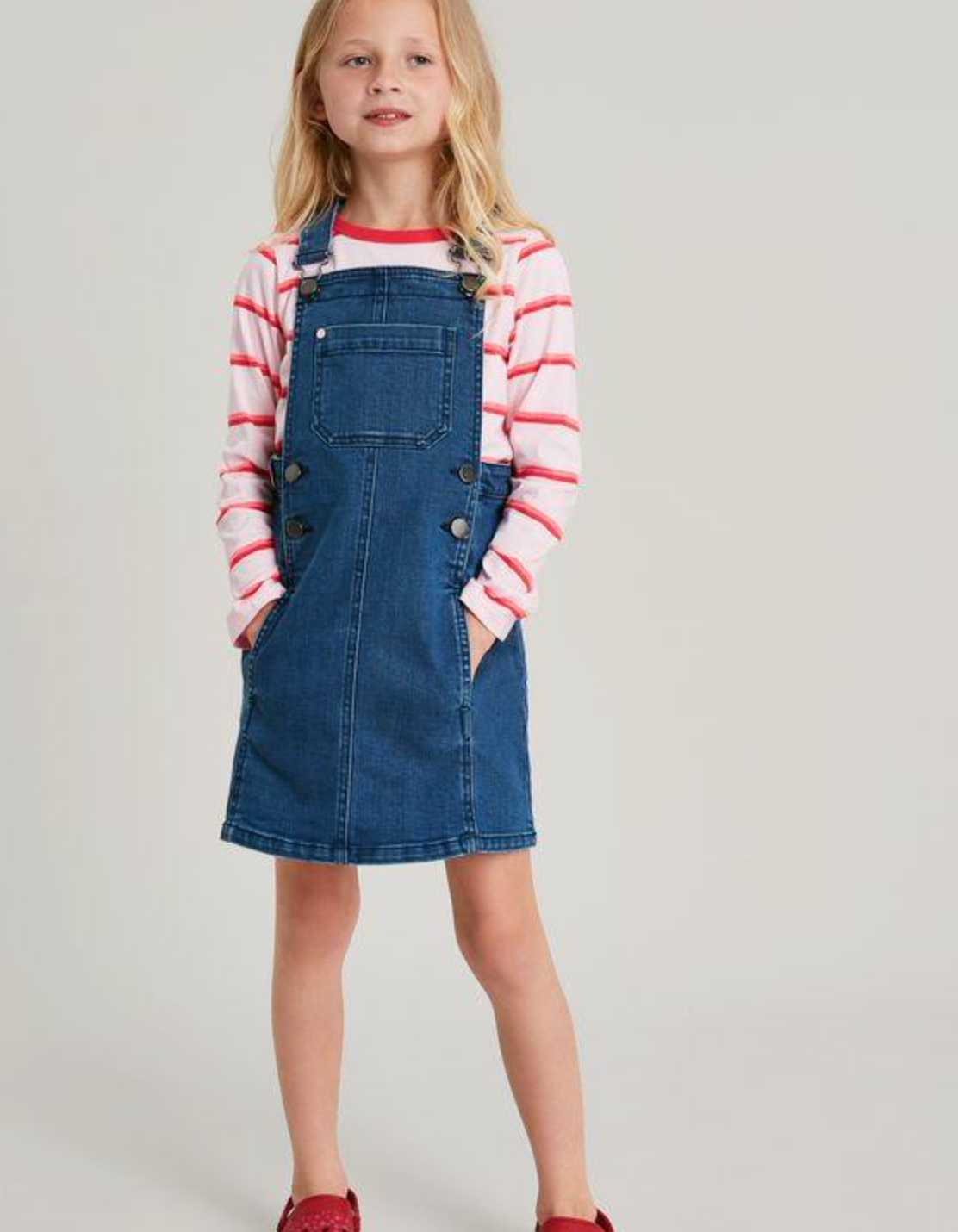 PHOEBE Denim Dungaree Dress | Joules - Jenni Kidz