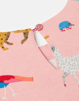 Pink Animals Hampton Long Sleeve Jersey Dress | Joules - Jenni Kidz