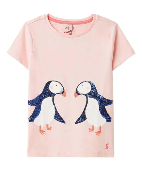 Pink Puffin Sequin Astra Tee - Girls | Joules - Jenni Kidz