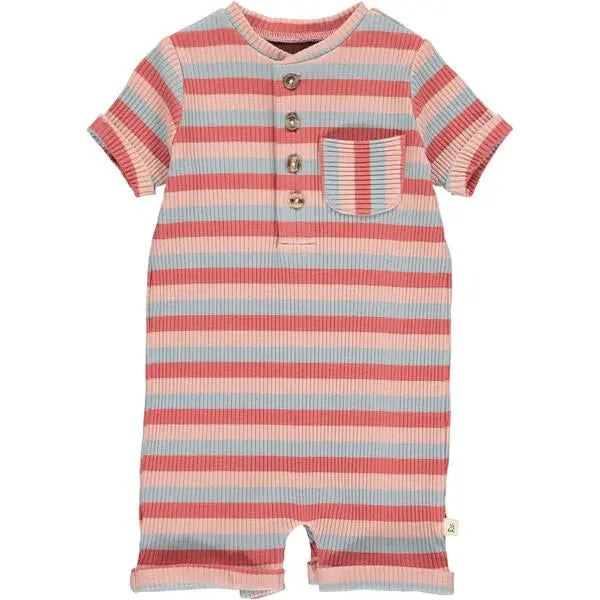 Pink/grey ribbed henley romper | Me & Henry - Jenni Kidz