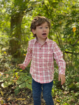 Pink/white plaid woven shirt | Me & Henry - Jenni Kidz