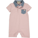 Pink/white stripe polo romper | Me & Henry - Jenni Kidz