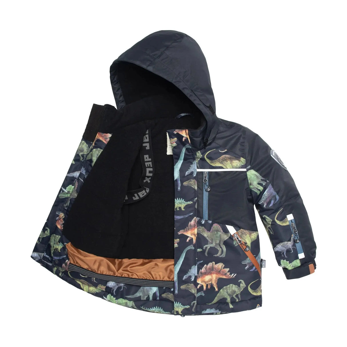 Printed Dinosaurs Two Piece Snowsuit Black And Steel Blue | DEUX PAR DEUX - DEUX PAR DEUX