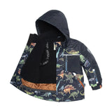 Printed Dinosaurs Two Piece Snowsuit Black And Steel Blue | DEUX PAR DEUX - DEUX PAR DEUX