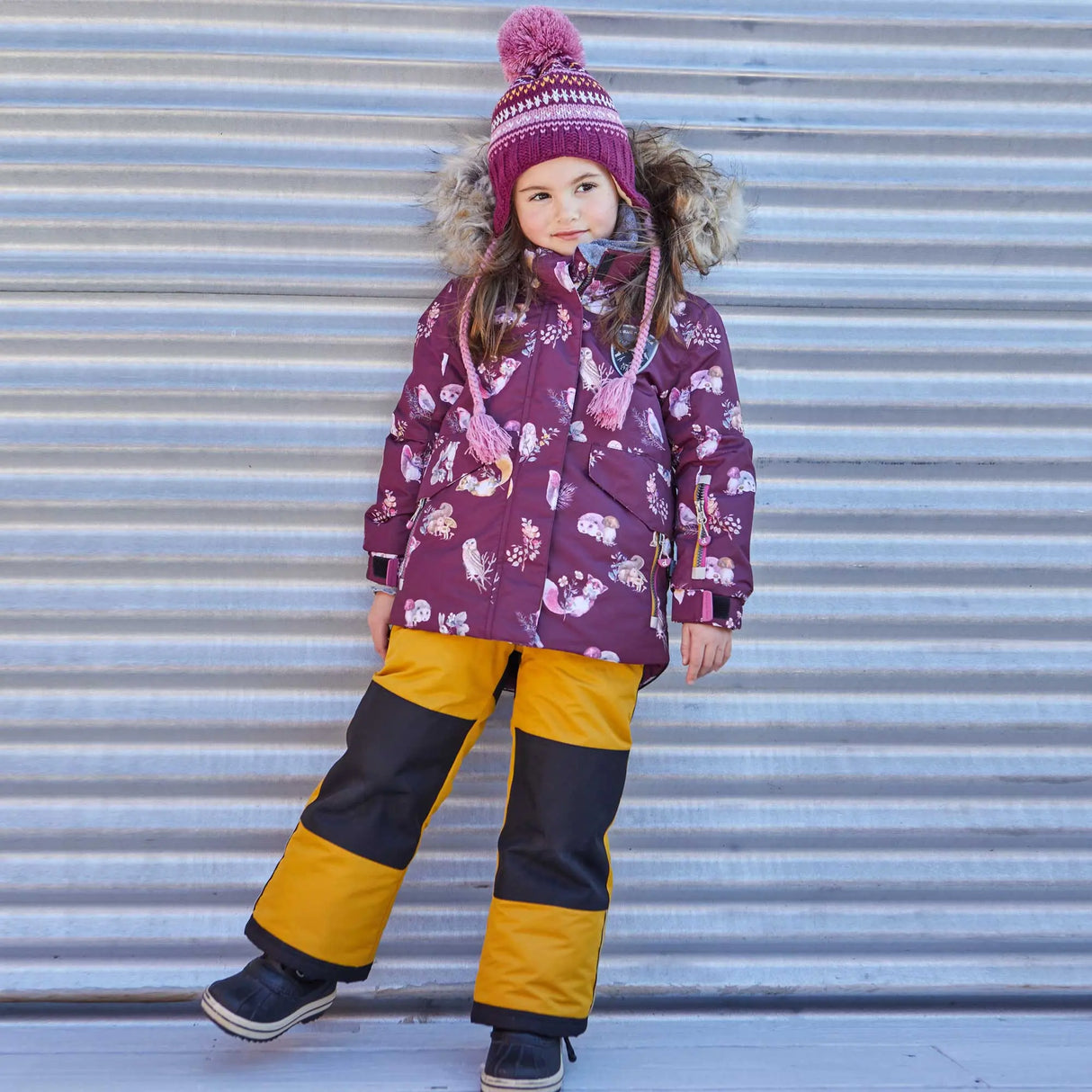 Printed Forest Animals Two Piece Snowsuit With Solid Pant | DEUX PAR DEUX - DEUX PAR DEUX