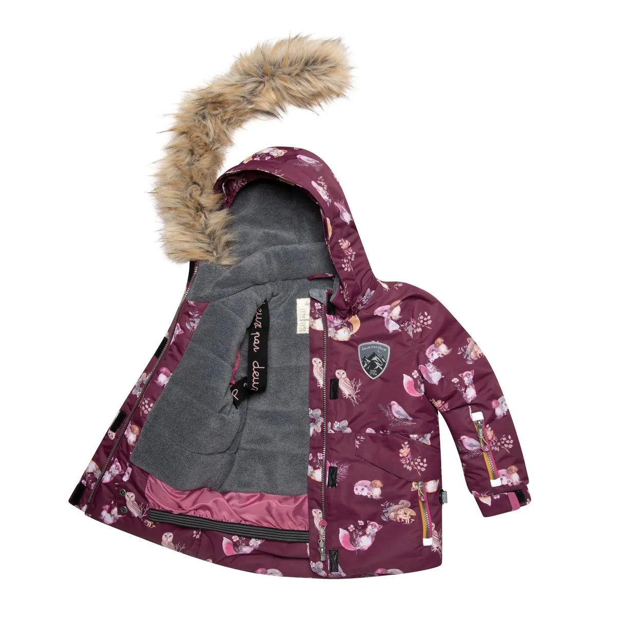 Printed Forest Animals Two Piece Snowsuit With Solid Pant | DEUX PAR DEUX - DEUX PAR DEUX