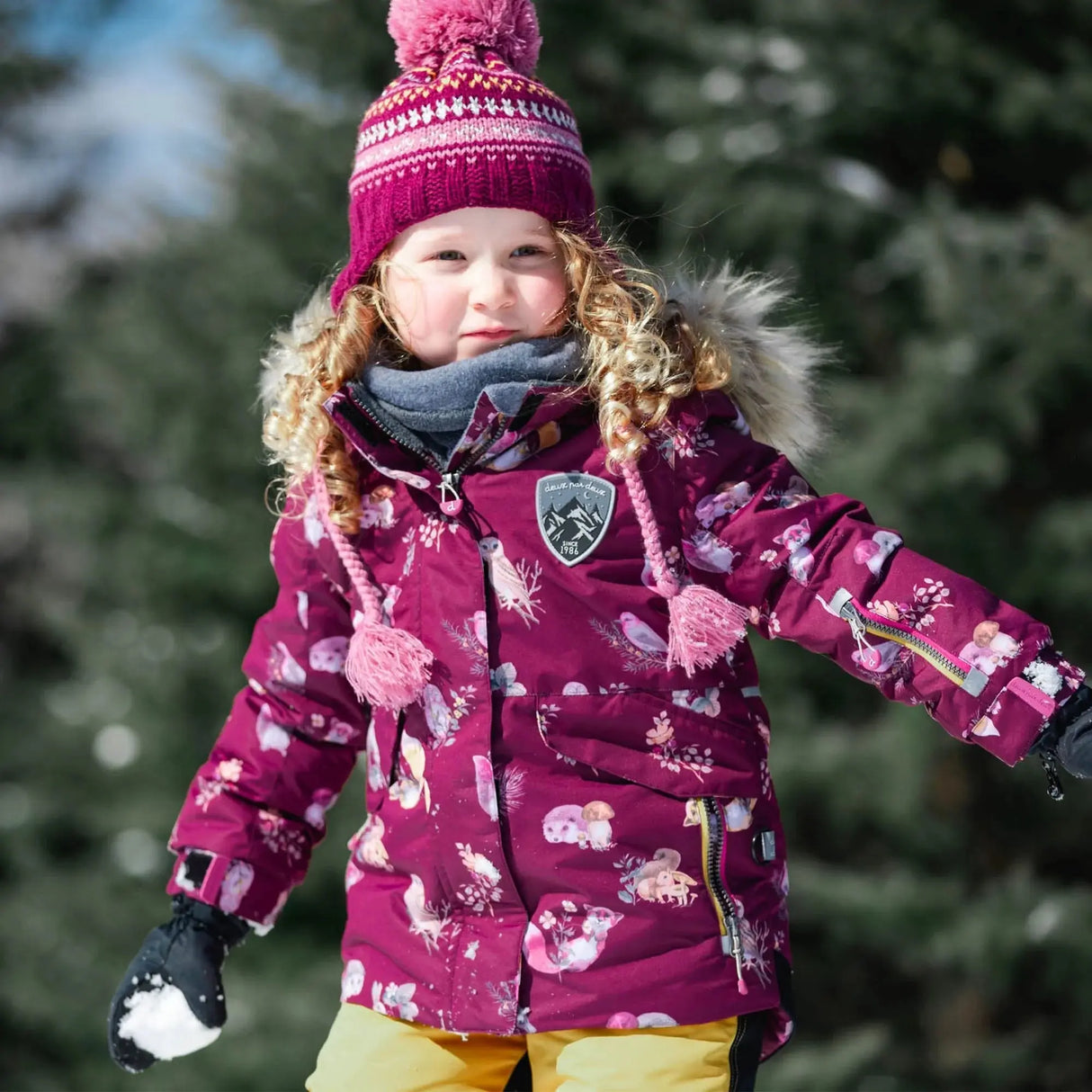 Printed Forest Animals Two Piece Snowsuit With Solid Pant | DEUX PAR DEUX - DEUX PAR DEUX