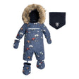 Printed Grizzlys One Piece Baby Snowsuit Navy | DEUX PAR DEUX - DEUX PAR DEUX