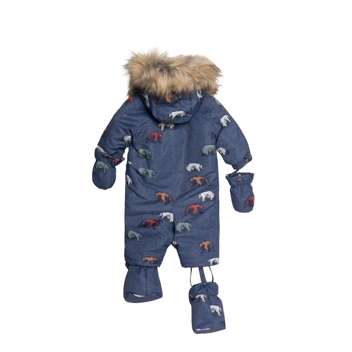 Printed Grizzlys One Piece Baby Snowsuit Navy | DEUX PAR DEUX - DEUX PAR DEUX