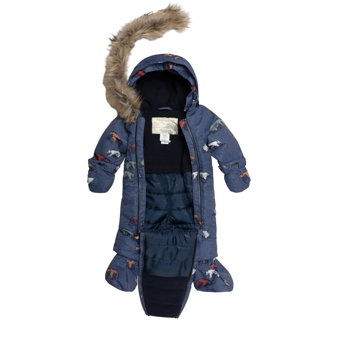 Printed Grizzlys One Piece Baby Snowsuit Navy | DEUX PAR DEUX - DEUX PAR DEUX