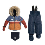 Printed Grizzlys Two Piece Snowsuit Navy Blue And Brown | DEUX PAR DEUX - DEUX PAR DEUX