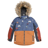 Printed Grizzlys Two Piece Snowsuit Navy Blue, Brown And Dark Grey | DEUX PAR DEUX - DEUX PAR DEUX