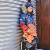 Printed Grizzlys Two Piece Snowsuit Navy Blue, Brown And Dark Grey | DEUX PAR DEUX - DEUX PAR DEUX