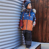 Printed Grizzlys Two Piece Snowsuit Navy Blue, Brown And Dark Grey | DEUX PAR DEUX - DEUX PAR DEUX