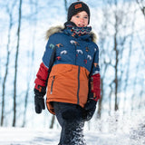 Printed Grizzlys Two Piece Snowsuit Navy Blue, Brown And Dark Grey | DEUX PAR DEUX - DEUX PAR DEUX