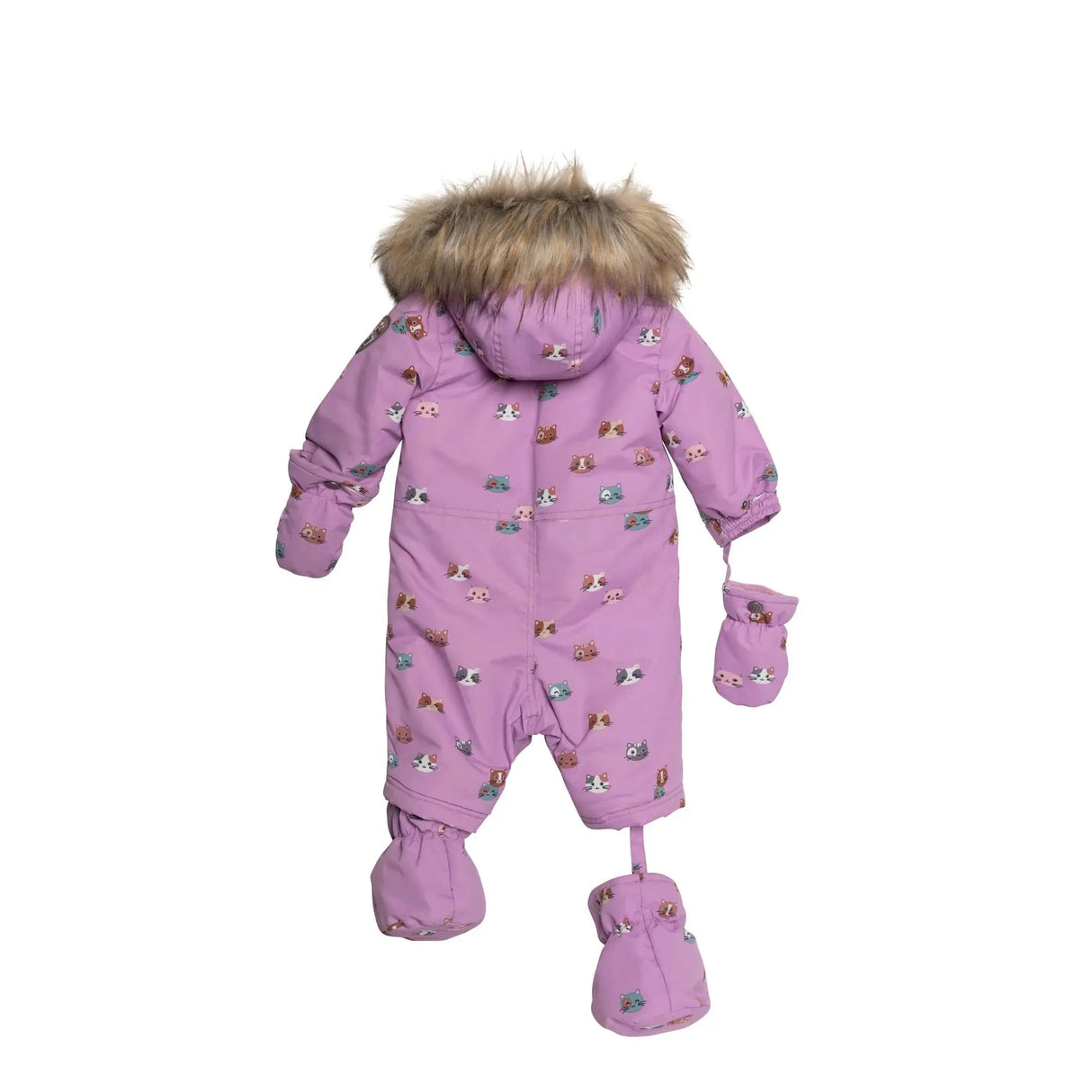 Printed Little Cats One Piece Baby Snowsuit Purple | DEUX PAR DEUX - DEUX PAR DEUX