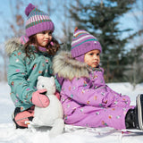 Printed Little Cats One Piece Baby Snowsuit Purple | DEUX PAR DEUX - DEUX PAR DEUX