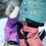 Printed Little Cats Two Piece Snowsuit Sage Green And Rosy Brown | DEUX PAR DEUX - DEUX PAR DEUX