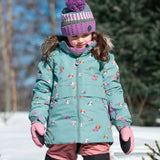 Printed Little Cats Two Piece Snowsuit Sage Green And Rosy Brown | DEUX PAR DEUX - DEUX PAR DEUX