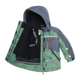 Printed Little Dogs Two Piece Snowsuit Green And Brown | DEUX PAR DEUX - DEUX PAR DEUX