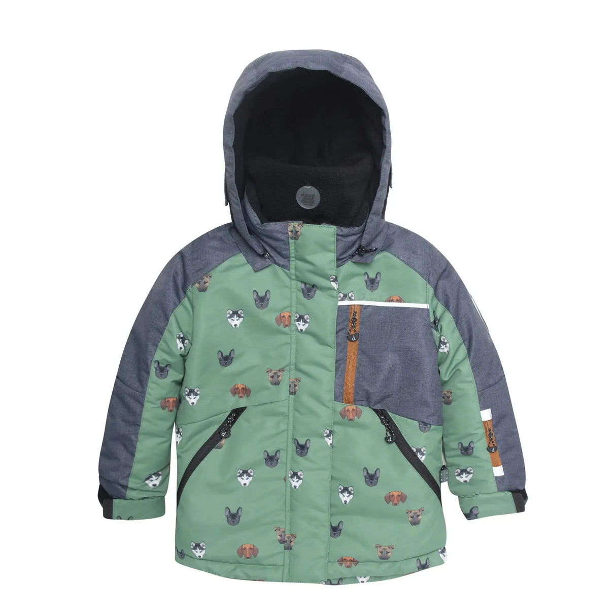 Printed Little Dogs Two Piece Snowsuit Green And Brown | DEUX PAR DEUX - DEUX PAR DEUX