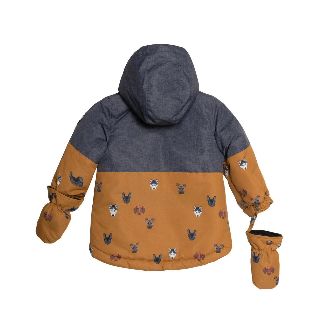 Printed Little Dogs Two Piece Snowsuit Grey And Yellow | DEUX PAR DEUX - DEUX PAR DEUX